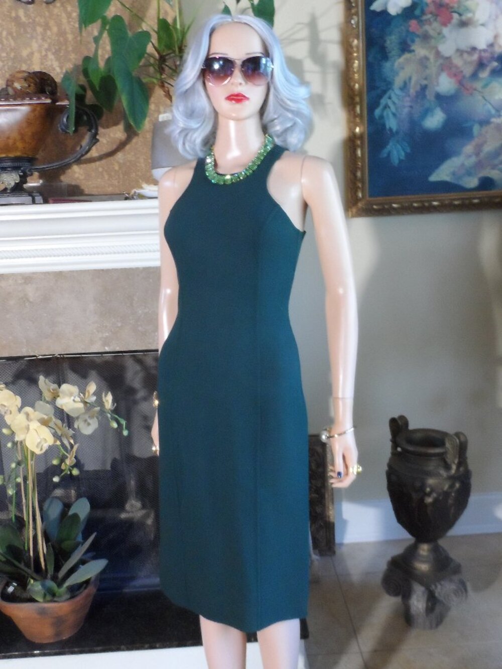 Michael Kors Collection Forest Green Wool Blend Sheath Dress Size 2